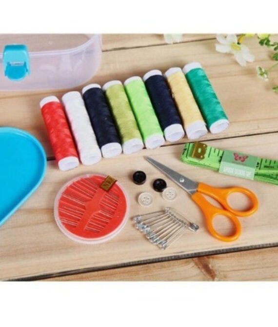 Dhio – Sewing Set Kit Peralatan Jahit Kotak Box Alat Menjahit Benang Jarum Peniti Meteran Gunting Baju Kain