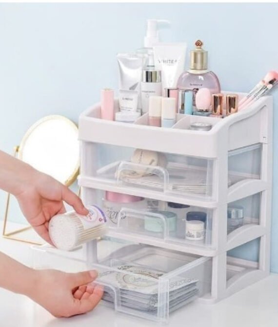 Dhioshopi – Rak Kosmetik Laci 3 Susun Multifungsi / Kotak Tempat Penyimpanan Peralatan Make Up Aksesoris Perhiasan / Storage Box