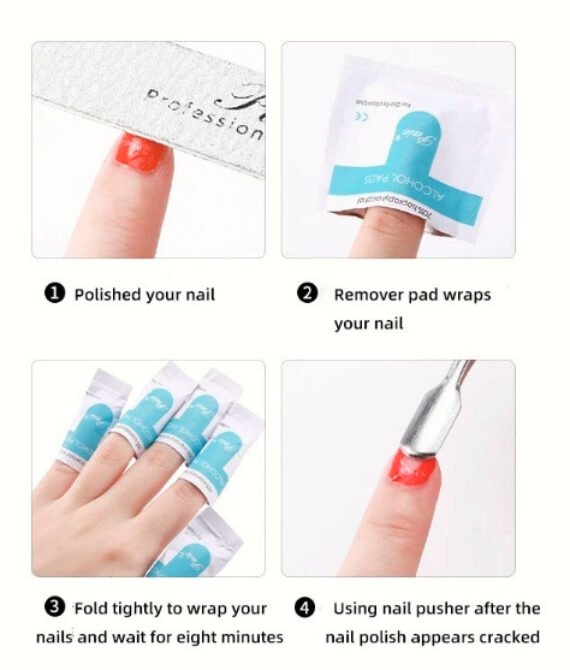 Dhio – (1pcs) Uv Gel Nail Polish Remover & Cleaner Wraps Foil Wipe Penghapus Kutek Gel / Uv Remover Nail Pad Aseton Nail Gel Aseton