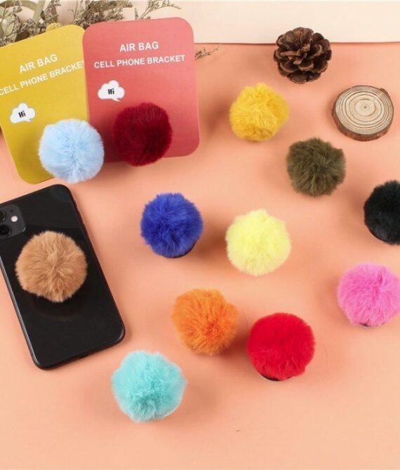 Dhio-Pop Socket Pompom 3d Pop Socket Bulu Warna Aksesoris Hp