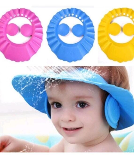 Topi Keramas Anak Dengan Kancing Penutup Telinga Bahan Sponge/Baby Shower Cap 6-139