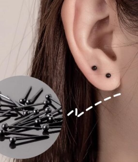 dhio1-(2pcs)Round Ball Type Ear Piercing Earrings Resin Cone Ear Stick Unisex Rocket Head Plastic Ear Studs