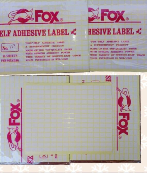 dhio1-Kertas / Label Stiker Fox No. 113 uk. 9 x 13 mm (Persegi Panjang)