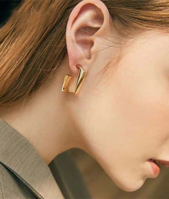 dhio-Anting Geometris Logam Retro Aksesoris Fashion Wanita Korea